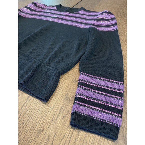 Vtg ‘83 Rare St John For Saks Fifth Avenue Purple Sequin Sweater Women’s 12 - Picture 3 of 16